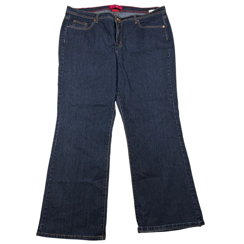 GLO Jeans 22 Junior Plus Flared Wide Leg High Waist Dark Wash Denim Baggy Casual